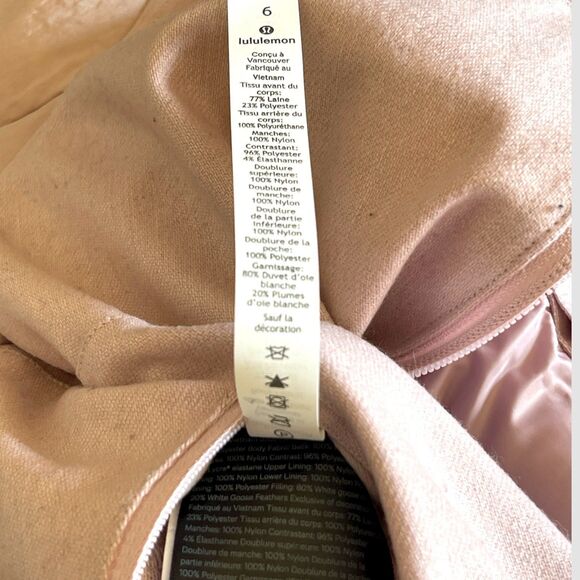 Lululemon Jacket Womens 6 Roam Far Wool Bomber Goose Down 3-in-1 Puffer Pink - Picture 10 of 11